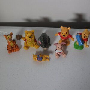 Lot of 7 Vtg Winnie The Pooh Character PVC Toys Cake Toppers Tigger Eeyore